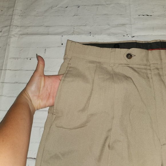 Hamilton House Dress Pants Mens 36×28 Straight Leg Pleated Front Khaki - Picture 6 of 12